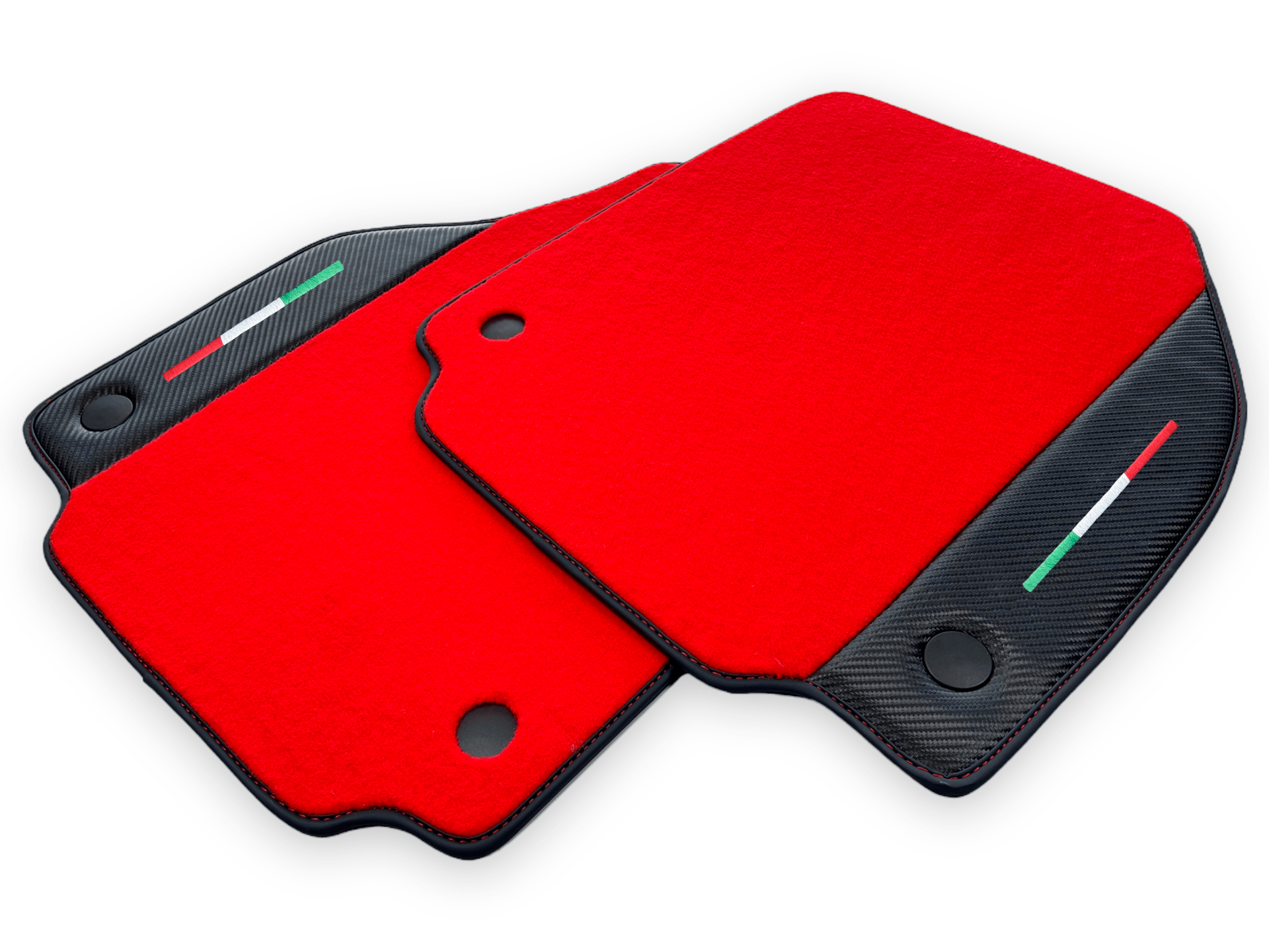 Red Car Mats For Ferrari 488 GTB 2015-2022 Carpets With Carbon Fiber