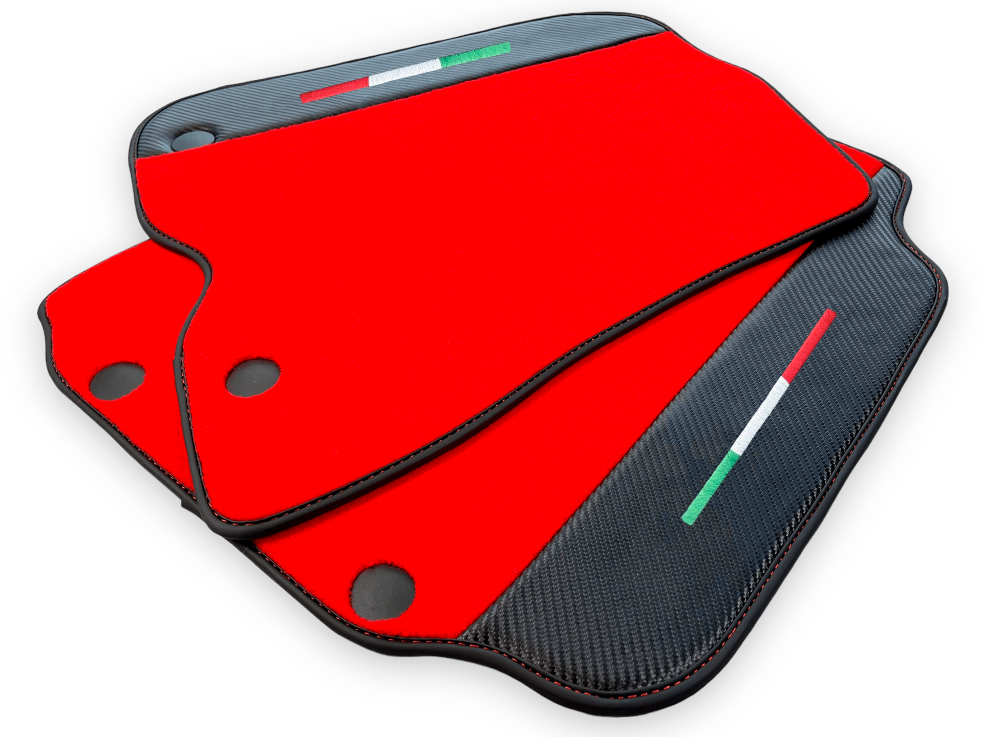 Red Car Mats For Ferrari 812 Superfast With Carbon Fiber Leather