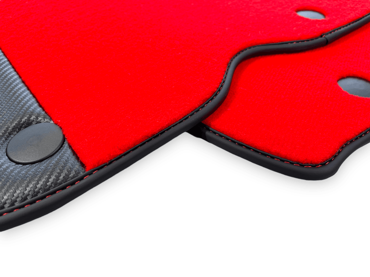 Red Floor Mats For Ferrari 812 Superfast With Carbon Fiber Leather - Scuderia