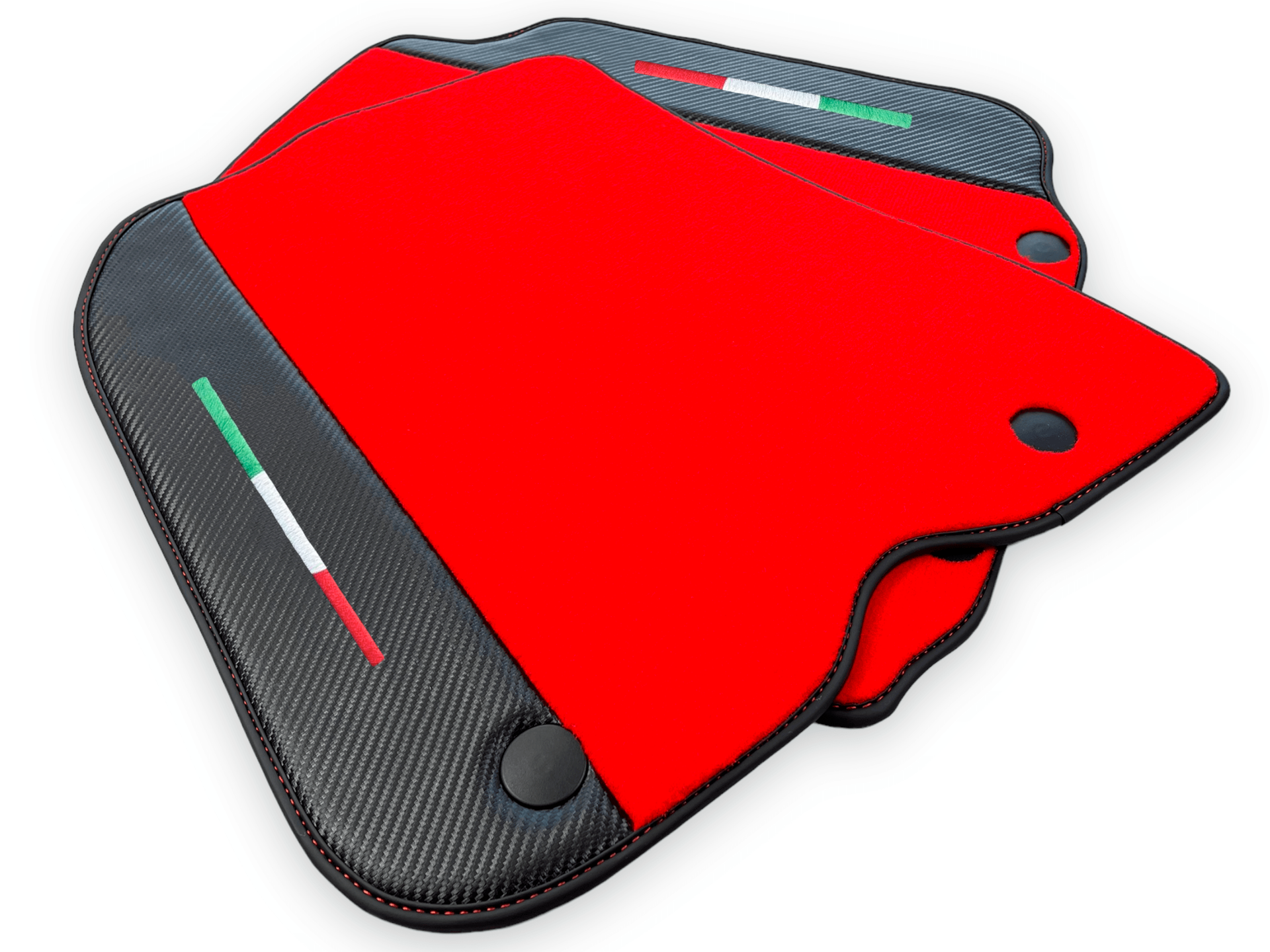 Red Car Mats For Ferrari 812 Superfast With Carbon Fiber Leather