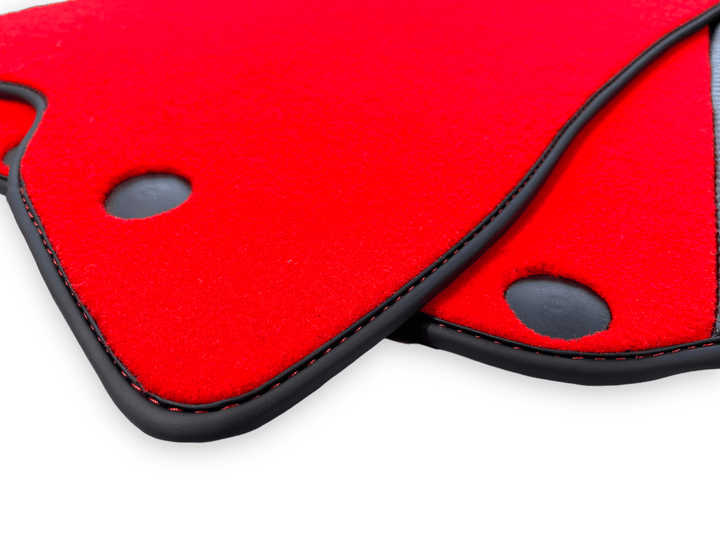 Red Floor Mats For Ferrari 812 Superfast With Carbon Fiber Leather - Scuderia