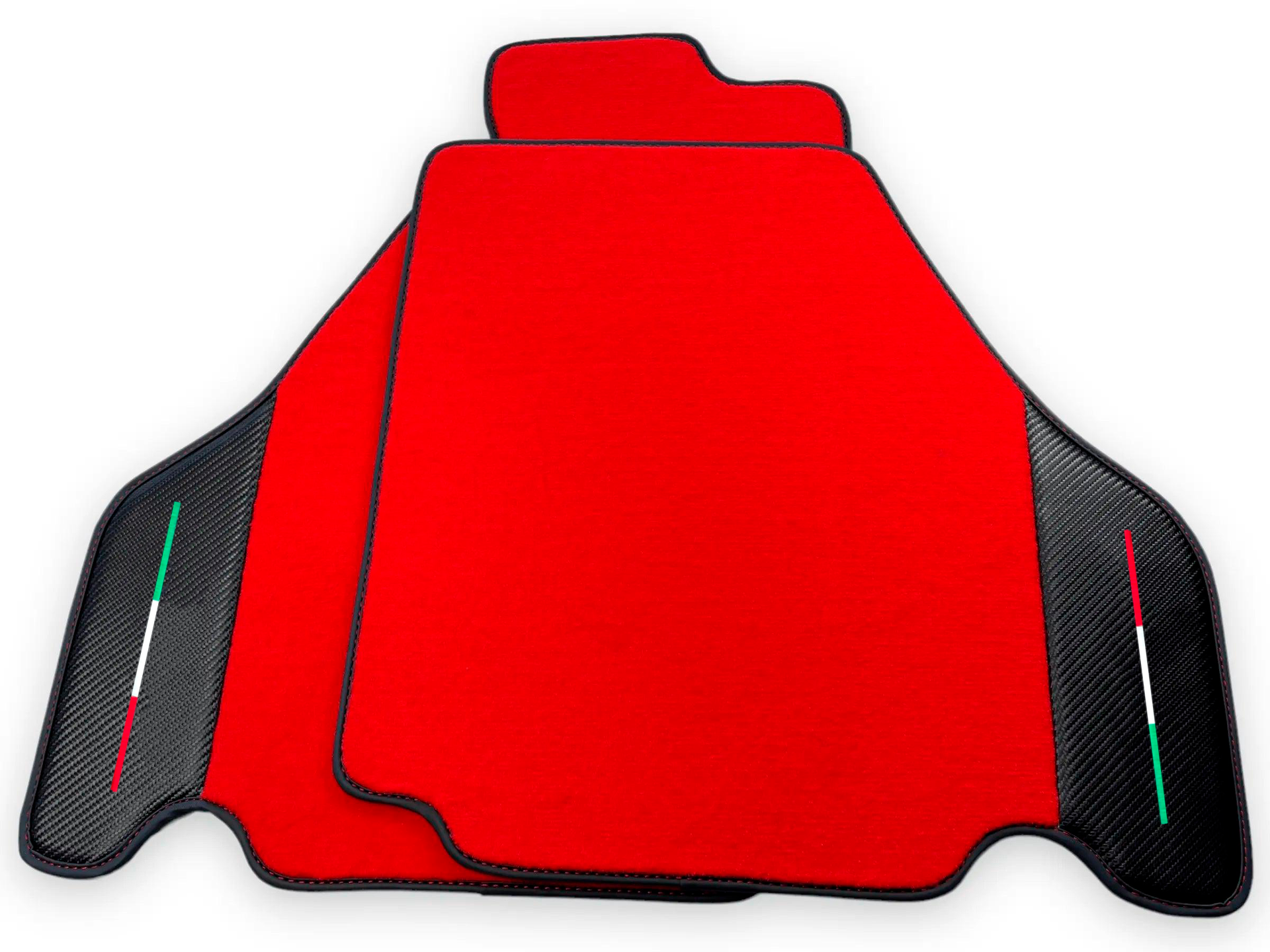 Alfombrillas Rojas Para Ferrari F430 2004-2009 Con Piel Fibra De Carbono