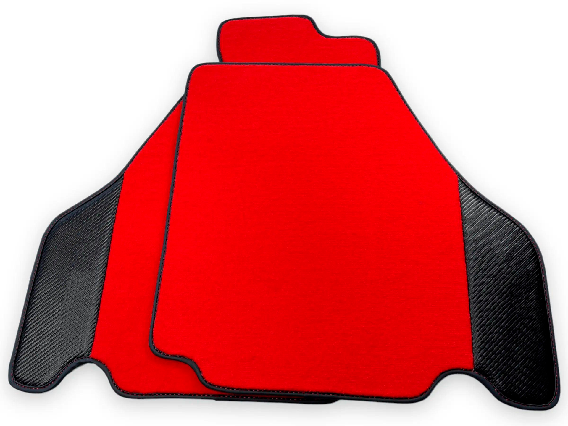 Alfombrillas Rojas Para Ferrari F430 2004-2009 Con Piel Fibra De Carbono