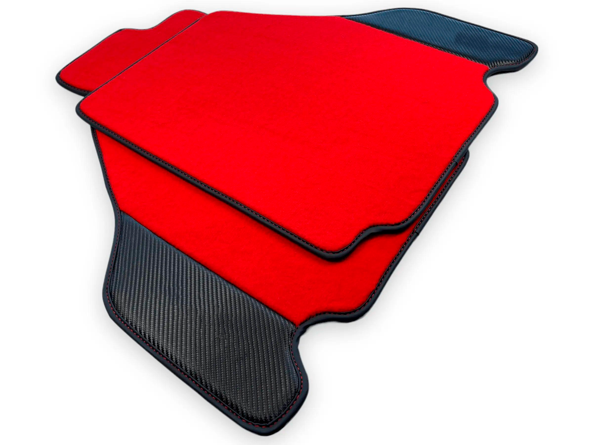 Alfombrillas Rojas Para Ferrari F430 2004-2009 Con Piel Fibra De Carbono